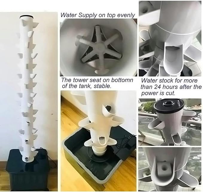 Hydroponic Tower Growing Sytem 15 Floors 45 Plants Sites Indoor Vertical Gardening Grow Kit Detachable PP Colonization Cups Farm Greenhouse Hydroponic Grow System