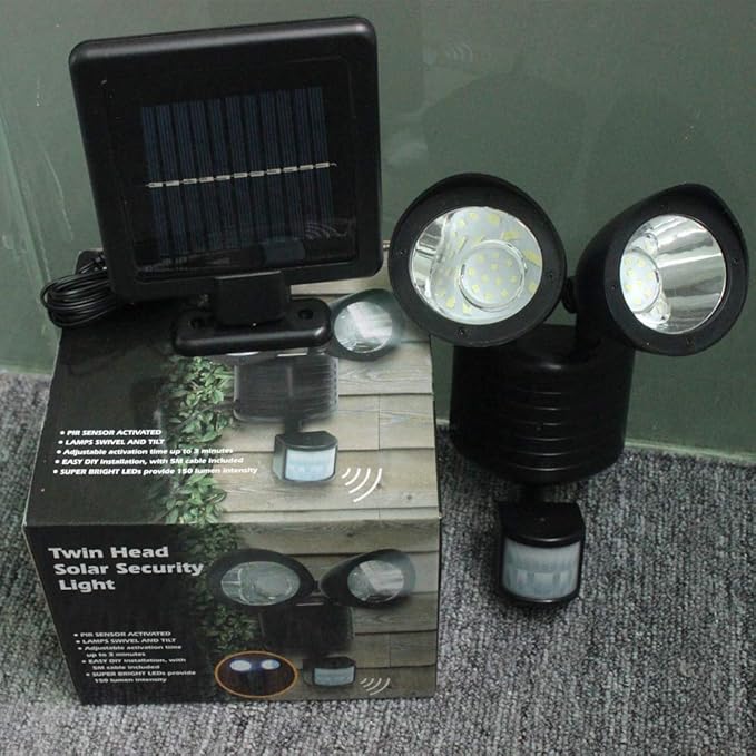 Solar LED Spotlights Double Head Reflector Light Body Sensor Outdoor Home Lighting Waterproof 22 LED Courtyard Landscape Street Lamp IP55 Fittings