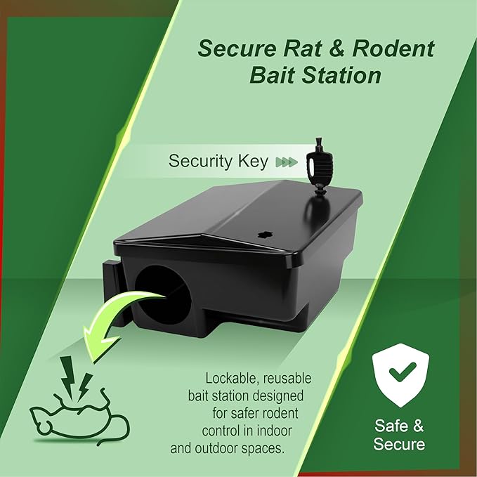 Rat Bait Stations by Eco Pro - Rat and Mouse Trap Alternative - Keep Pets and Children Safe - Pellet or Block (not Included) for Rats and Mice is Safely Placed Inside Under Lock and Key - 2 Pack