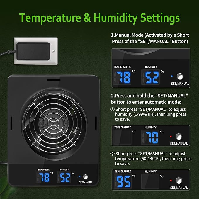 4-Inch Grow Tent Inline Duct Fan Automatic Temperature &amp Humidity Sensing Control Ventilation System for Grow Tents Greenhouses