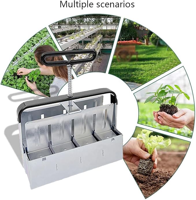 Soil Blocker 8 Cell 2 Inch Heavy-Duty Manual Soil Block Maker with Comfort Grip Handle Transplant Seed Starting Tool for Greenhouse &amp Garden