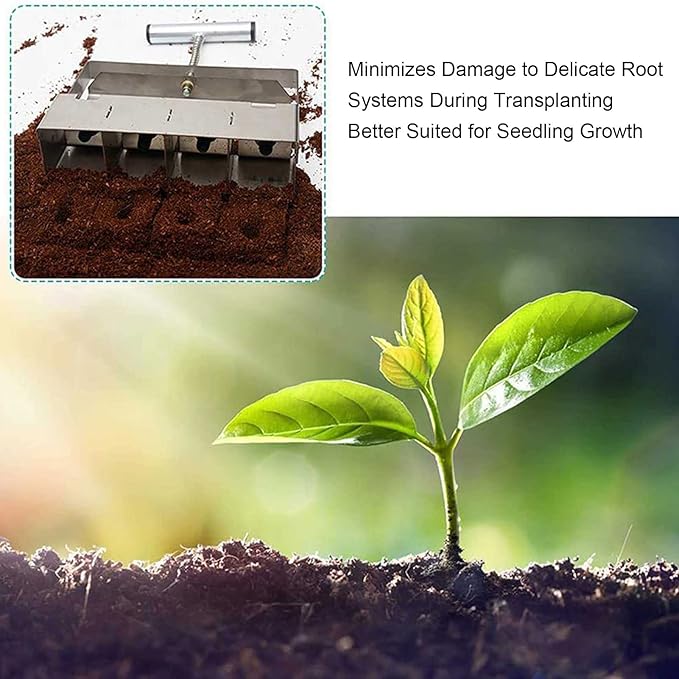 Fabater Soil Block Maker 4 Soil Blocker 2 Inch Manual Quad Soil Blocker Set Mini Hand Held Soil Block Cubic Inserts Garden Soil Blocking Tool for Seedings Cuttings Greenhouses