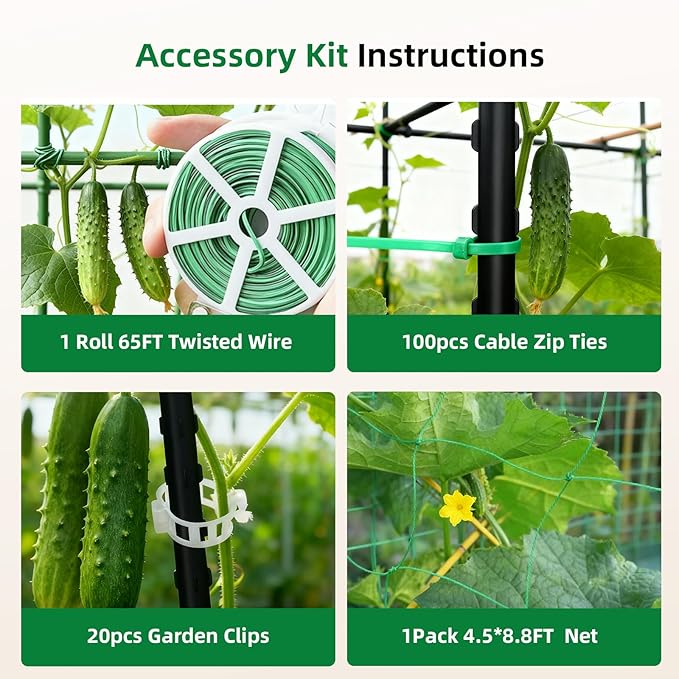 Cucumber Trellis for Raised Bed U-Shape Garden Arch Metal Support for Climbing Plants Metal Arch Plant Support Vegetables Trellis Plant Support for Vine Outdoor (Black 47*30*47inch(L*W*H))