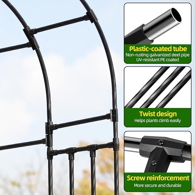 Half Sided Arch Against The Wall Garden Trellis - Garden Arch Arbor Trellis for Climbing Plants Outdoor - Garden Arch for Home Yard and Garden