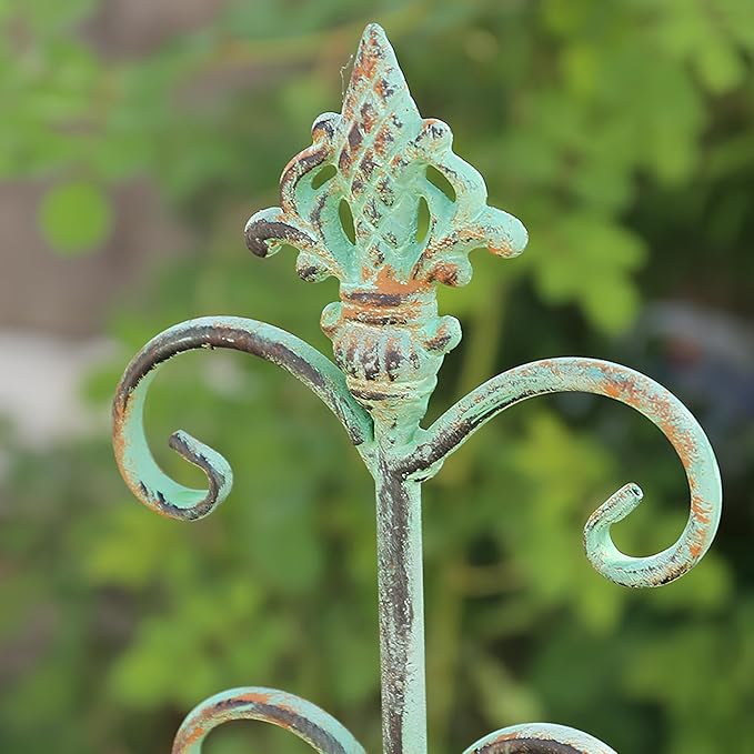 Metal Trellis for Outdoor Climbing Plants Green Antique-Style Vintage Garden Trellis Roses Vines Flowers(B)