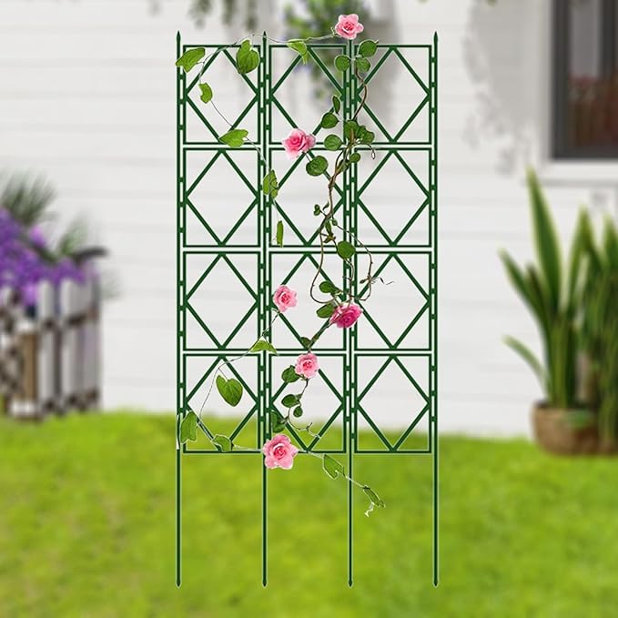 Garden Trellis Outdoor Decorative Plant Trellis Easy Assembly (No Tools Needed) Plant Support for Outdoor Indoor Vines Flowers Potted Plants Green(W60xH120CM(2.0x3.9FT))