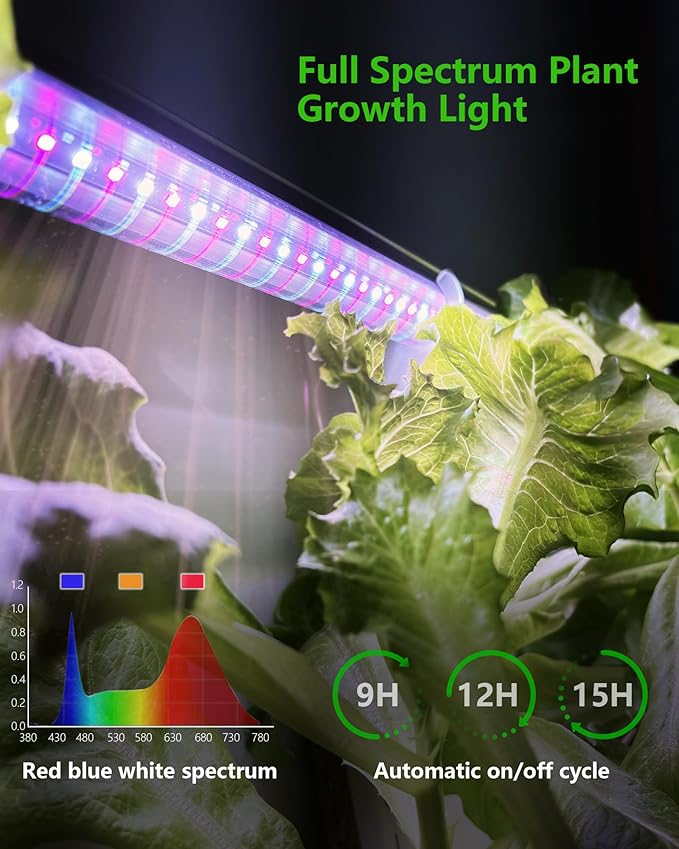 NFT Hydroponics Growing System36 Pods Wall-Mounted Indoor GardenFull Spectrum Grow Lights and Powerful Water Recycling SystemOpaque PVC-U Hydroponic PipesSuitable for Leafy Greens