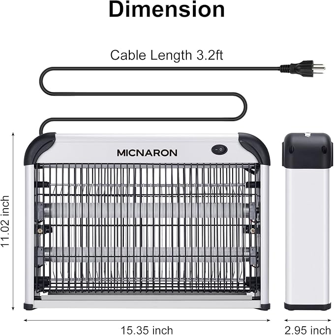 Upgraded 3800V Mosquito Zapper High-Voltage Electric Bug Zapper Indoor Mosquito Killer Lamp Fly Moth Gnat Traps W/ 2 Replacement Bulbs
