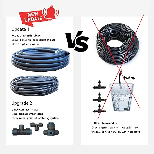 Drip Irrigation System with Water Timer(Dual System) Plug-in Quick Connection Drip Irrigation Kit 5/16“ID and 1/4 Inch Pipe Auto Watering System for Garden Spray Greenhouse Lawn Potted Plants
