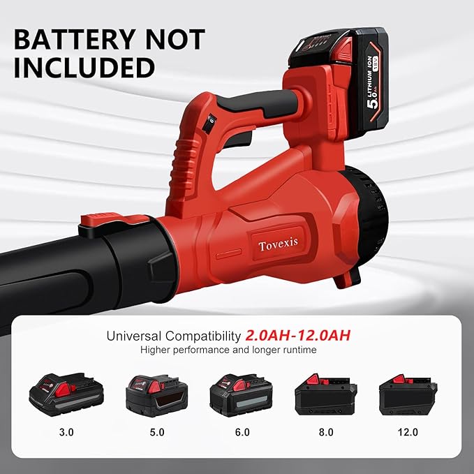 Leaf Blower Cordless for Milwaukee M18 Battery(No Battery) - 580CFM &amp 6 Speed Levels Electric Brushless Cordless Handheld Blower for Town Care Patio Blowing Leaves and Snow (Black &amp Red)