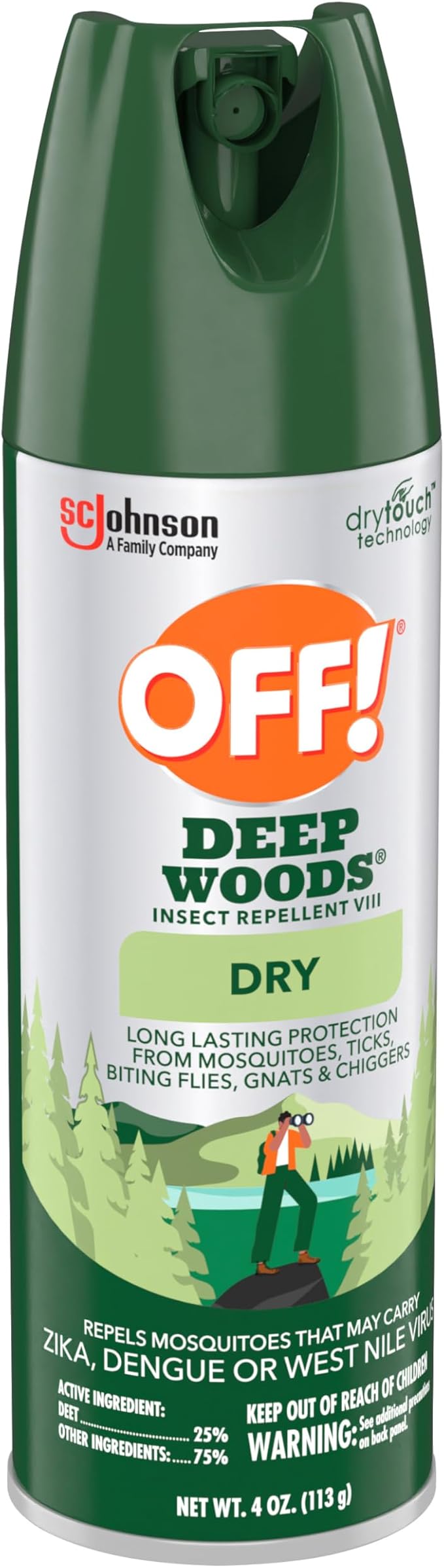 OFF! Deep Woods Dry Bug Spray Insect Repellent VIII Long Lasting Outdoor Protection from Mosquitoes and Ticks 4 Ounce (Pack of 12)