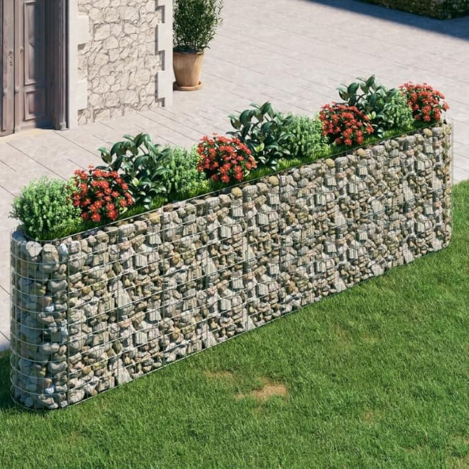 Gabion Raised Bed Gabion Cages Basket Steel Woven Gabion Net Garden Plant Above Ground Garden Boxes Outdoor Garden Galvanized Planters Metal Trough 157.5x19.7x39.4