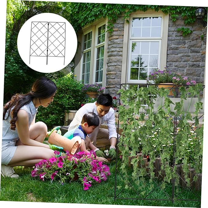 2Pcs Garden Trellis for Climbing Plants Sturdy Folding Plant Support Structure for Vertical Growth of Vines Flowers and Vegetables