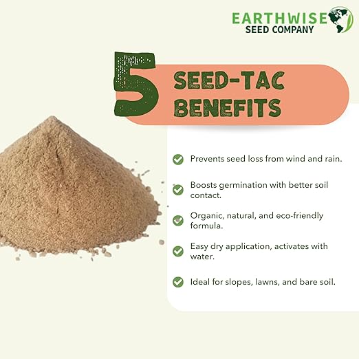 Earthwise Seed-Tac Premium Organic Tackifier – Erosion Control Plant-Based Binder Soil Restoration Non-Toxic Pet Safe – Covers Up to 5000 sq ft 10 lb