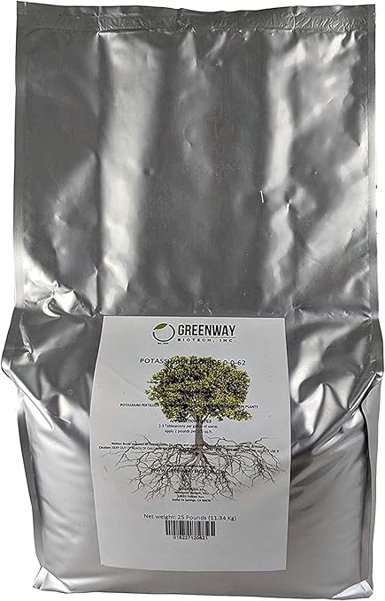 Greenway Biotech Inc. Potassium Chloride 0-0-62 Fertilizer - Muriate of Potash | 100% Water Soluble - Improves Plant's Root Growth Fertilizers Ideal for Soil and Hydroponics - 2 X 25 Pounds