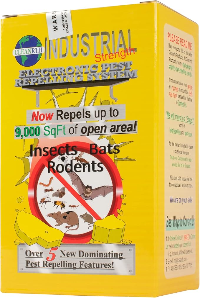 CLEANRTH CIN009 Industrial Electronic Pest Repelling System - Demands Insects Bats and Rodents to Flee