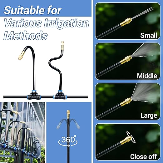 ASEVAT 65FT Drip Irrigation Kit Plant Watering System Quick-Connect Micro Misting kit for Greenhouse Blank Distribution Tubing DIY Automatic Irrigation Equipment Set for Garden