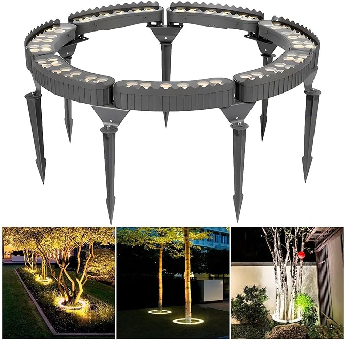 Outdoor Landscape Spotlights Outdoor Palm Tree Lights LED Low Voltage Landscape Tree Ring Lights Garden Lights (Warm White Light Pack of 7)