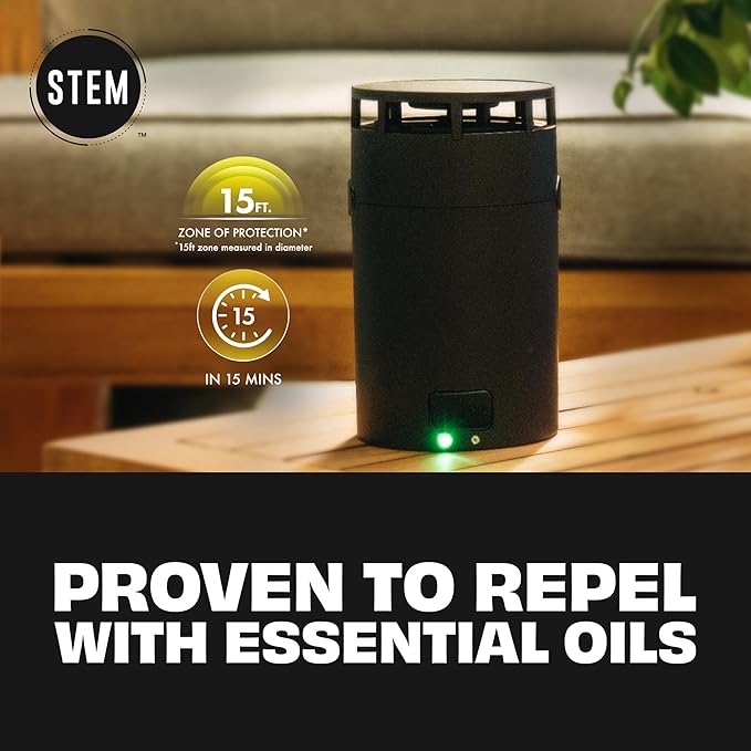 STEM Zone Mosquito Repellent Device Easy-to-Use Outdoor Insect Protection with Proven Essential Oils People and Pet Safe Solar and USB-C Charger Waterproof - Includes 1 Device &amp 1 Pod