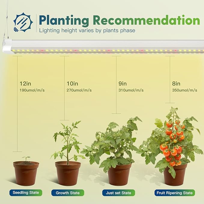 FREELICHT 2 Pack 4FT LED Grow Light with Timer 40W (250W Equivalent) Full Spectrum Grow Lights for Indoor Plants with 9/12/15H Timer Linkable Plant Growing Lamp for Hydroponic Plants Seeding Veg