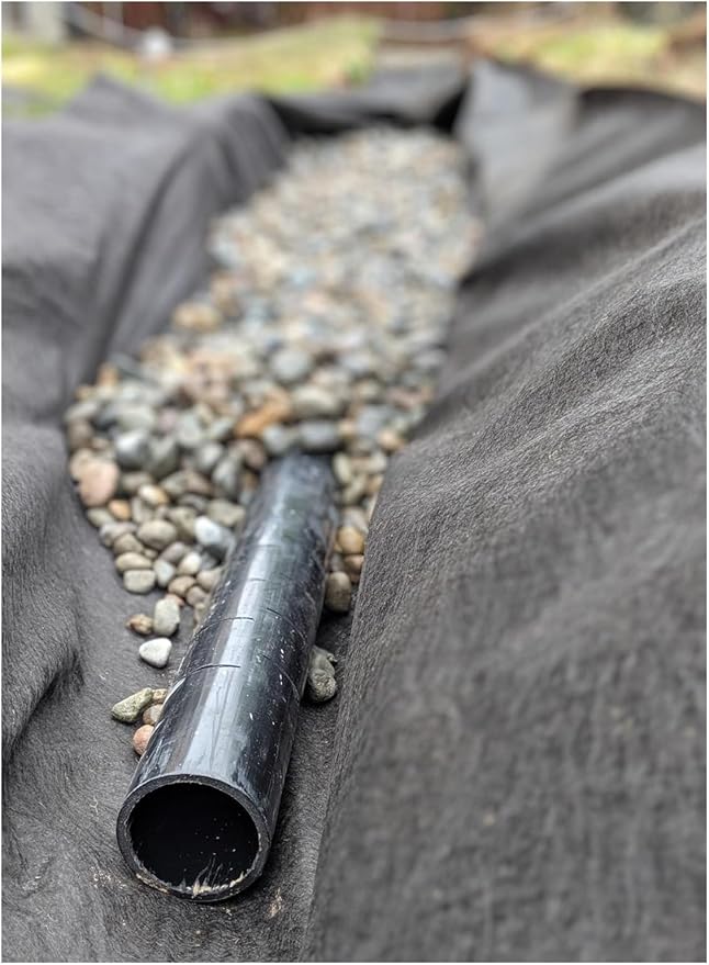 Geotextile Fabric French Drain 5oz Non-Woven Filter Fabric Weed Barrier Block Stabilize Soil Fabric for Retaining Wall/Driveway Water Permeability 3.3ft-300ft Long ( Color : Black  Size : 2mx25m/