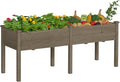 BlueWish 72''L x 23''W x 30''H Outdoor Cedar Garden Bed Raised Garden Bed with 8 Drainage Holes &amp 6 Legs Elevated Planter Boxes for Gardening Vegetable Flower 661lbs Capacity Brown