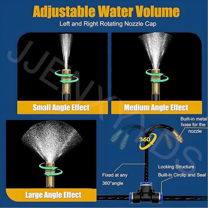New Drip Irrigation System KitAutomatic Garden Watering Systemwith 360-degree Bending Dropper Atomizing Copper Nozzle and Smart Irrigation Controllerfor Garden Greenhouse50M/164FT+Controller