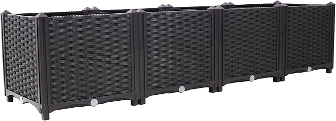 Deep Raised Garden Bed Plastic Planter Boxes for Vegetables Flowers and SucculentsSelf-Watering Planter Box Raised Bed to Grow Flowers &amp Vegetables 63 L X 15.7 D X 14.7 H