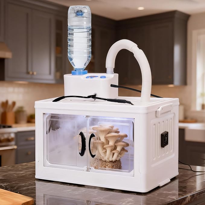 Indoor Mushroom Growing Kit Mushroom Cultivation Equipment Includes Humidity Control Air Circulation Fans and Mushroom Grow Box