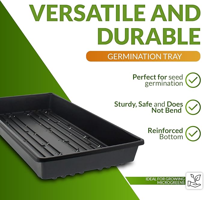GMS 1020 MEGA Heavy Duty (0.88 Gauge) Microgreen Seed Starting Germination Trays 10 Pack