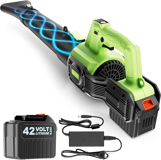Cordless Leaf Blower 710CFM &amp 200MPH 6-Speed Turbo Blower with 42V 6.0Ah Battery – Lightweight Electric Blower for Yard Lawn Dust &amp Snow Cleaning