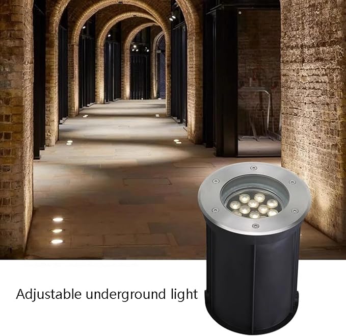 Adjustable Angle Underground Light LED Spotlight Recessed Buried Light Outdoor IP66 Waterproof Wall Washer AC85-265V for Garden Lawn Plaza Hotel Garden Landscape Lights(Green12w)
