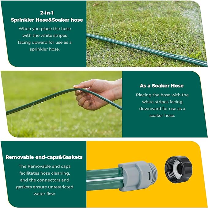 Sprinkler Soaker Hose 75ft for Garden Lawn Watering Pipe with Holes High-Efficiency Water-Saving Garden Irrigation System Drip Hose Sprinkler