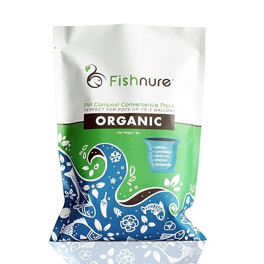 Fishnure - Humus Fish Compost Fertilizer for Indoor Plants Outdoor Houseplant Fertilizer Plant Food for Houseplants Gardener Gifts 1 lb Convenience Pack for 3-Gallon Pot