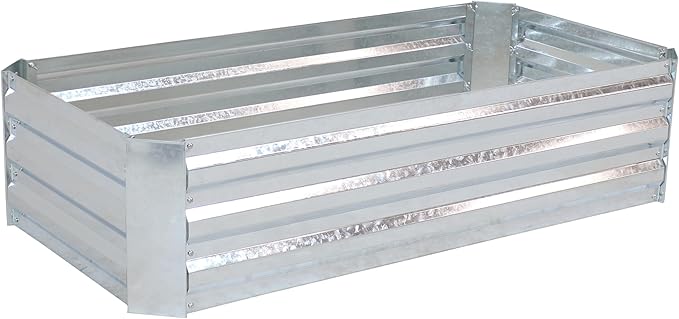 HomeRoots 12 X 48 Silver Metal Rectangular Raised Garden Bed