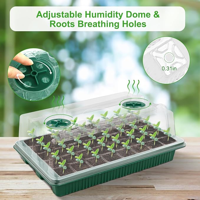 2 Packs Starter Tray with Grow Light 80 Cells Seed Starter Kits with Humidity Dome and Base Plant Germination Seedling Starter Kit with Smart Timer for Indoor Greenhouse Wheatgrass Hydroponic