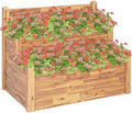 2-Tier Large Planter Box Acacia Wood Outdoor Flower Bed for Vegetable Herb Plant Growing Gardening on Patio Balcony - 43.3 x 29.5