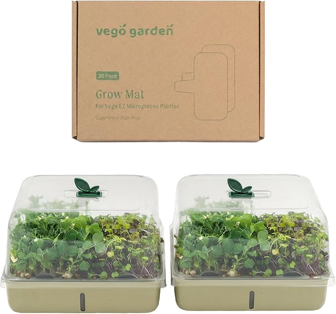 Self-Watering Microgreens Growing Kit with 20 Capillary Grow Mats and Humidity Domes 4 Trays for Growing Multiple Micro Greens and Sprouts Hydroponic Growing System with Water Level Indicator