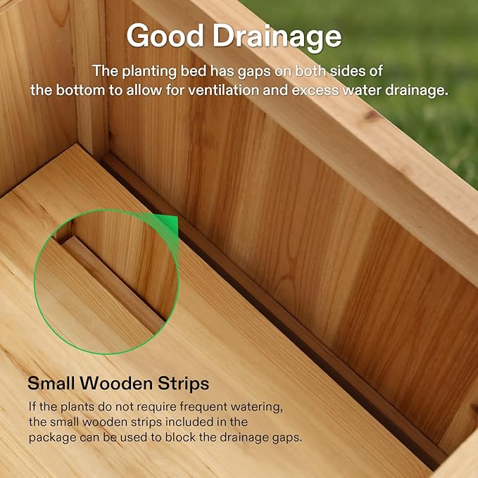 VIVOSUN 3.6 x 1.3Ft Wooden Raised Garden Bed 43.5 x 16 x 14 Inches Outdoor Wood Planter Box with Screwdriver and a Liner for Garden Patio Balcony Backyard and Outdoors