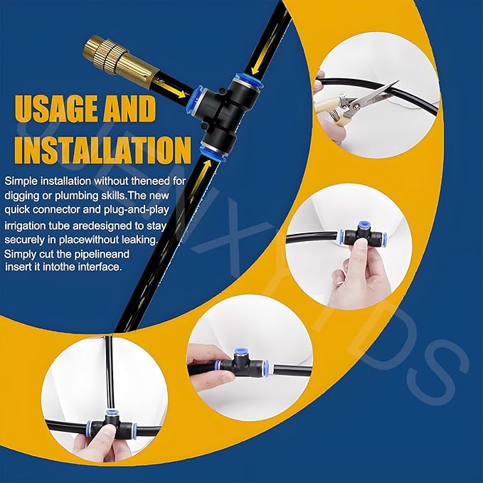 New Drip Irrigation System KitAutomatic Garden Watering Systemwith 360-degree Bending Dropper Atomizing Copper Nozzle and Smart Irrigation Controllerfor Garden Greenhouse50M/164FT+Controller