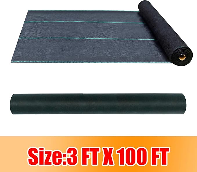 Ogrmar 3FTx100FT Weed Barrier Fabric 5oz Premium Garden Landscape Fabric Heavy Duty &amp Easy Setup Ground Cover for YardGardenFlower BedOutdoor Project