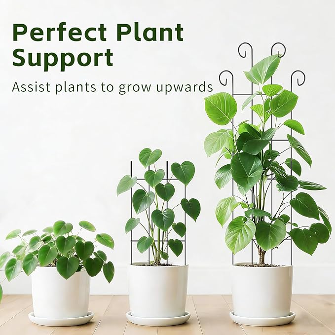 Trellis for Climbing Plants Indoor 4 Pack 31'' Metal Plant Trellis Indoor for Potted Plants Sturdy Plant Support Outdoor for Ivy Pothos Monstera Hoya Flower Vine Wave Shape