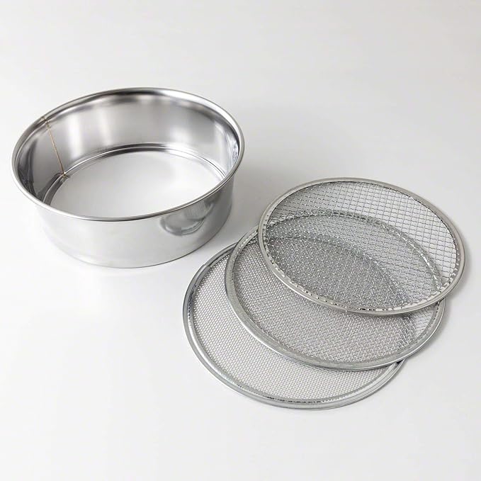 Wazakura 3PCS Soil Sieve Set 8-1/4 inch (210mm)3 Sieve Mesh Filter Sizes Japanese Bonsai Gardening Tool - 8-1/4inch(210mm)