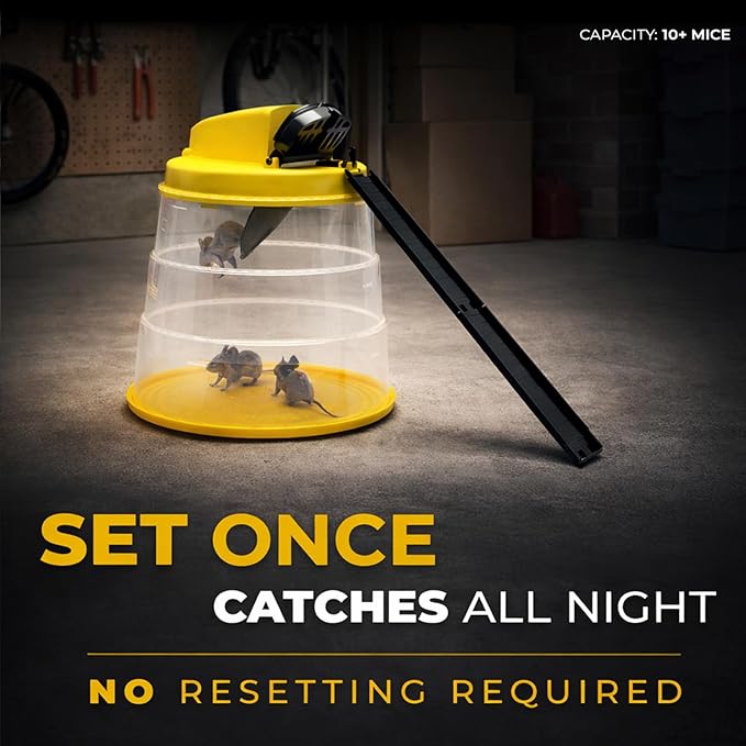 RinneTraps Flip N Slide All-in-One Mouse Trap |4 Pack| |Bucket Included| Self-Resetting Humane Live Catch | Made in USA | Indoor &amp Outdoor