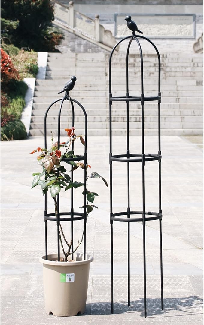 Garden Obelisk Trellis Tower Obelisk Garden Trellis Metal Plant Flower Trellises for Climbing Plants Outdoor Lightweight Plant Tower for Clematis Vine Support Outdoor Indoor(Black)
