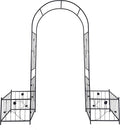 Outdoor Metal Garden Arch 79.5''W x 86.6''H Garden Arch Trellis for Climbing Plants with Two Side Planter Stand for Rose Morning Glory Jasmine