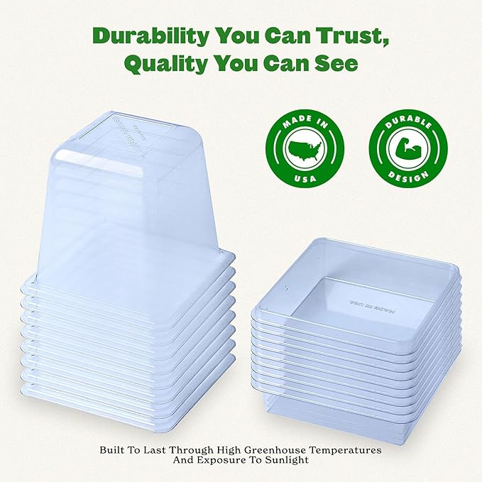 Epic Gardening Reusable Germination Domes &amp Trays - Easy Watering Seed Starting - Gardener Friendly Plant Trays for Seedlings | UV-Treated &amp BPA-Free (16)