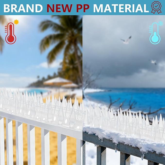 Bird Spikes Clear 22 Pack New Roof Overhang Spikes Pigeon Spikes for Fence Outdoor Garden Keep Raccoon Seagull Away Cat Fence Anti Climb 23.6Feet