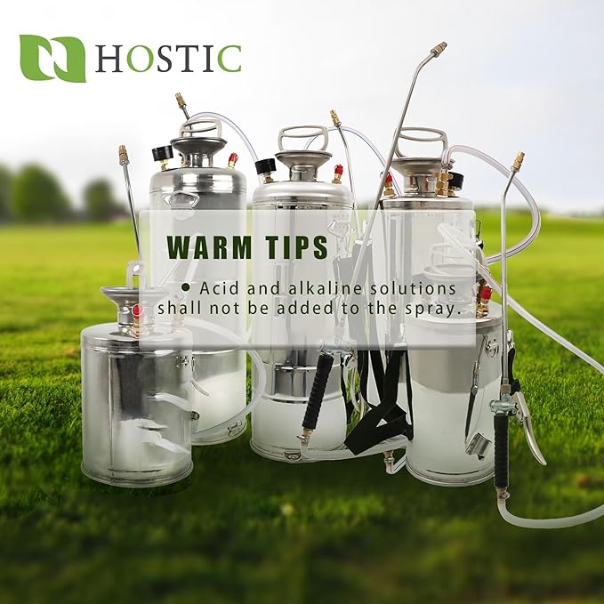 HOSTIC 1 Gallon Stainless Steel Sprayer Hand Pump Sprayer with Pressure Gauge Valve Adjustable Nozzle for Gardening Lawn and Cleaning