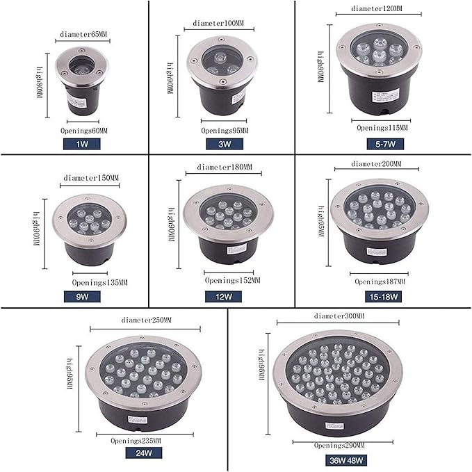 Outdoor landscape spotlight LED ground landscape lamp – outdoor recessed lights IP67 waterproof LED recessed spotlight LED ground floodlight for outdoor use round recessed Yellow Light-15 W